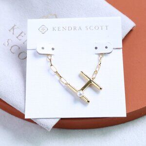 New. Kendra Scott Letter H Gold Freshwater Cultured Pearl Necklace